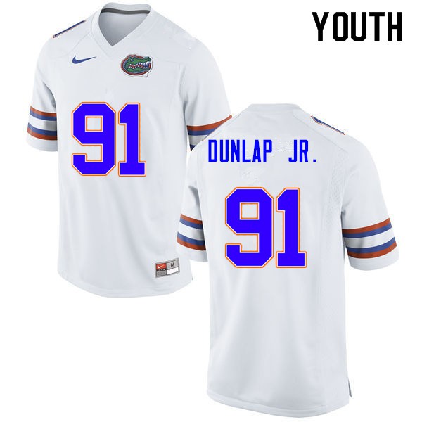 Youth #91 Marlon Dunlap Jr. Florida Gators College Football Jersey White